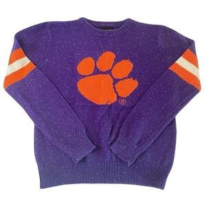 Gen2 Clemson Tigers Sweater Youth Large 14/16 Purple Knit Varsity Fan Gear